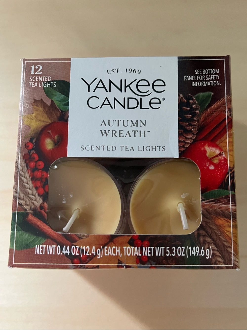 Yankee Candle Autumn Wreath Tea Light Candles 12 Per Box New